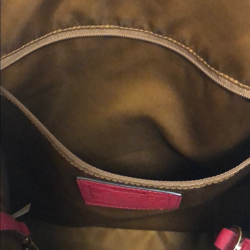 Red Coach Tote with Gold Hardware - Great Work Bag - Picture 5 of 10
